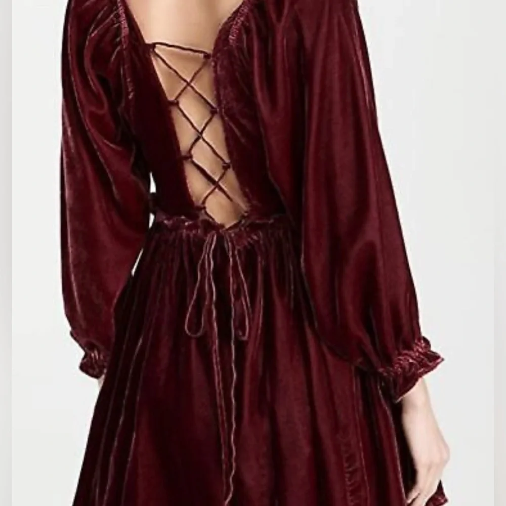 Free People Women’s Daphne Boho Velvet Mini Dress in Roan Rouge Sz Small Fall
